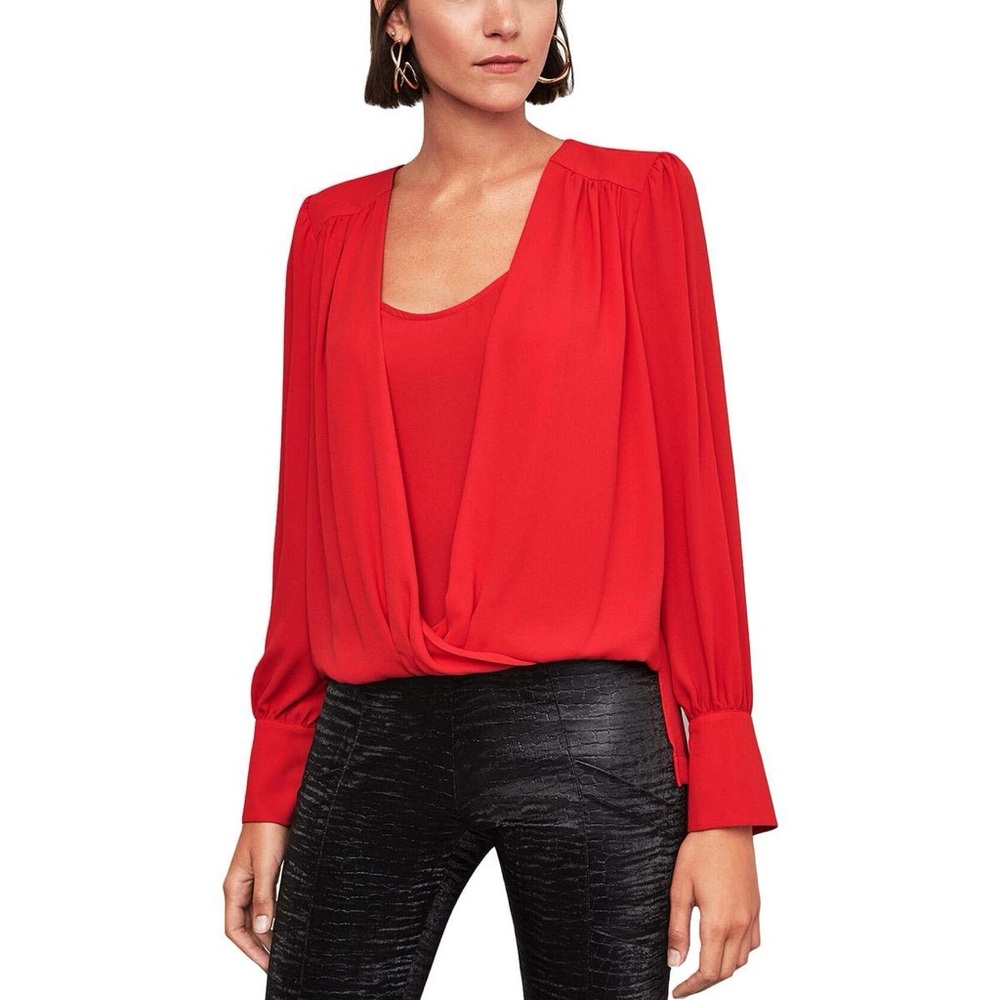 BCBG Max Azria - Red Draped Front Blouse W/ Camisole